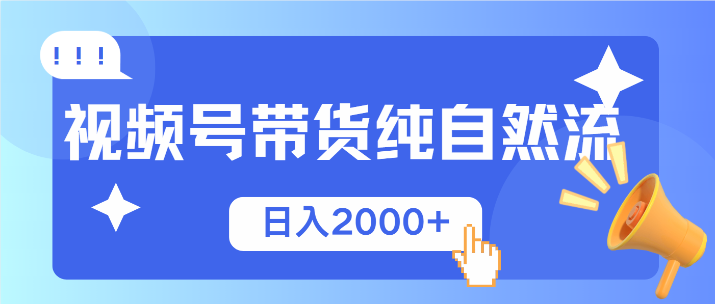 视频号带货，纯自然流，起号简单，爆率高轻松日入2000+-云推网创项目库