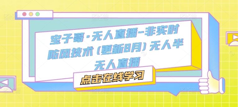 宝子哥·无人直播-非实时防风技术(更新25年5月)无人半无人直播-云推网创项目库