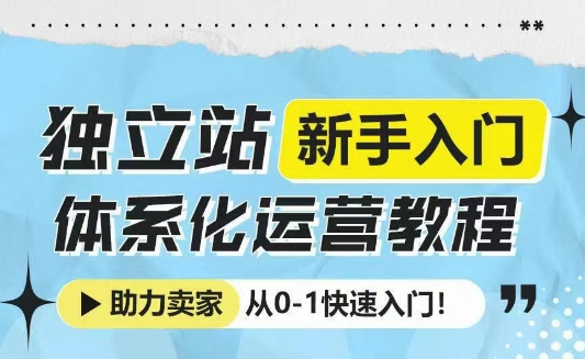 独立站新手入门体系化运营教程，助力独立站卖家从0-1快速入门!-云推网创项目库