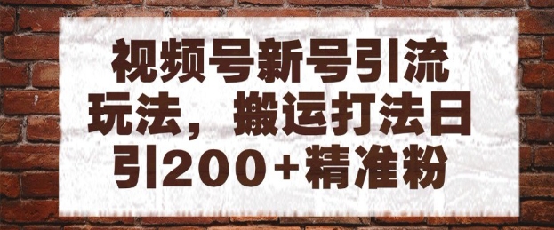 视频号新号引流玩法，搬运打法日引200+精准粉，可矩阵放大【揭秘】-云推网创项目库