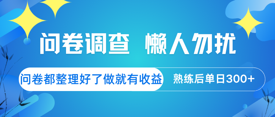 问卷调查 懒人勿扰 问卷都整理好了，做就有收益，熟练后日入300+-云推网创项目库