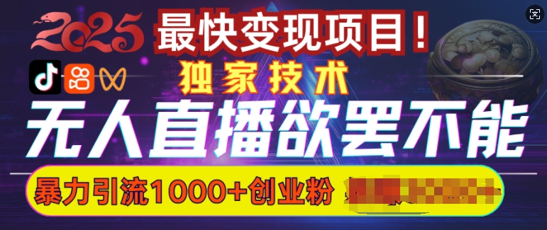 欲罢不能的无人直播引流，超暴力日引流1000+高质量精准创业粉-云推网创项目库