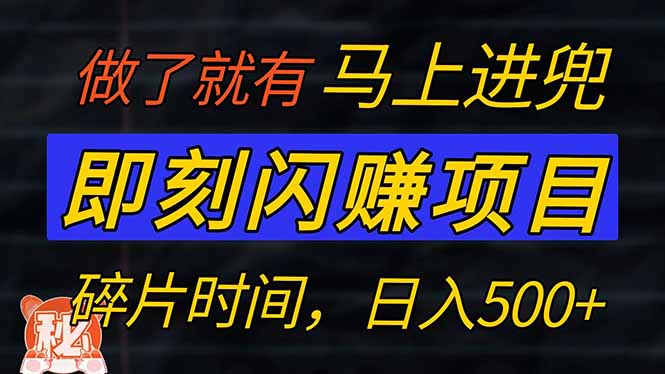 零门槛 即刻闪赚项目！！！仅手机操作，利用碎片时间，轻松日赚500+-云推网创项目库