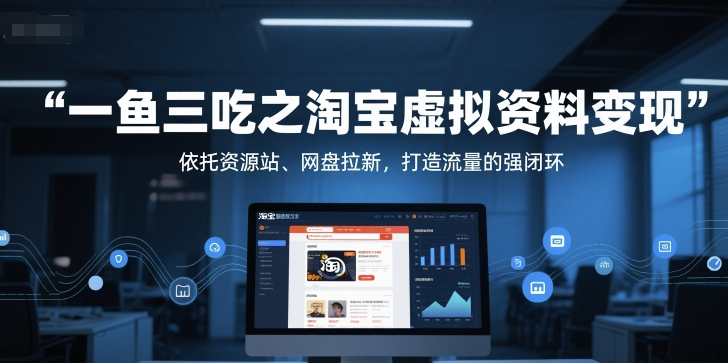 一鱼三吃之淘宝虚拟资料变现，依托资源站、网盘拉新，打造流量的强闭环-云推网创项目库