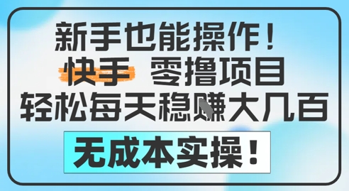 新手也能操作，快手零撸挣米，轻松每天挣2-5张，完全无成本-云推网创项目库