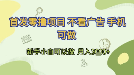 首发零撸项目 不看广告 手机可做 新手小白可以做  月入3k+【揭秘】-云推网创项目库