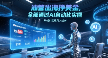 油管出海挣美金，全部通过AI自动化实操，从0到1实现月入过W-云推网创项目库