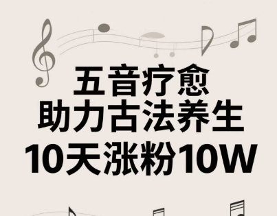 古法五音养生教程，五音疗愈的视频的制作方法，2-4小时就能学会，作者10天涨粉10W-云推网创项目库