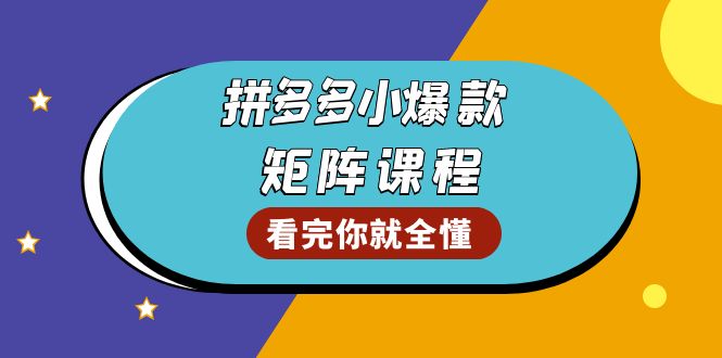 拼多多爆款矩阵课程：教你测出店铺爆款，优化销量，提升GMV，打造爆款群-云推网创项目库