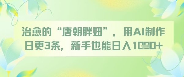 治愈的“唐朝胖妞”，用AI制作日更3条，新手也能日入多张-云推网创项目库