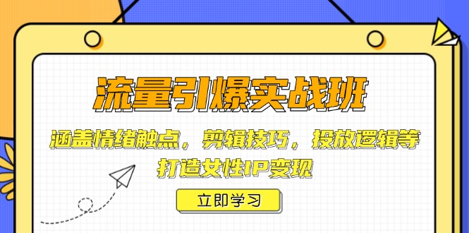 流量引爆实战班，涵盖情绪触点，剪辑技巧，投放逻辑等，打造女性IP变现-云推网创项目库