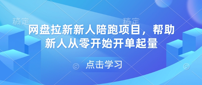 网盘拉新新人陪跑项目，帮助新人从零开始开单起量-云推网创项目库