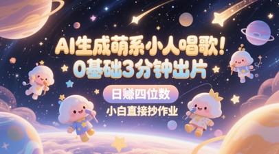 AI生成萌系小人唱歌，0基础3分钟出片，28个作品涨粉8.9W，单条最高19W赞，日入四位数，小白直接抄作业-云推网创项目库