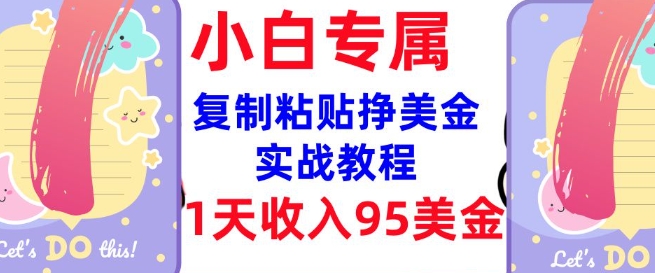 复制粘贴挣美金，0门槛，1天收入95美刀，3分钟学会，内部教程(首次公开)-云推网创项目库