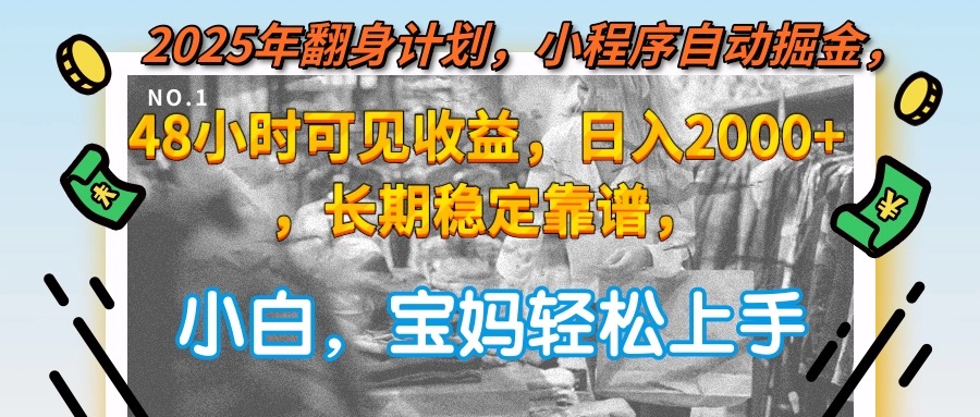 2025年翻身计划，小程序自动掘金48小时可见收益，日入2000+，长期稳定…-云推网创项目库