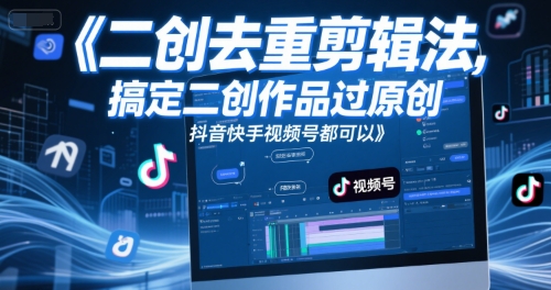 短视频二创去重剪辑法，搞定二创作品过原创，抖音快手视频号都可以-云推网创项目库