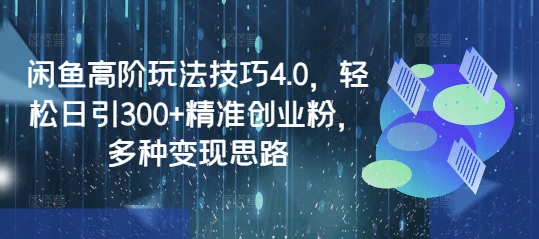 闲鱼高阶玩法技巧4.0，轻松日引300+精准创业粉，多种变现思路-云推网创项目库