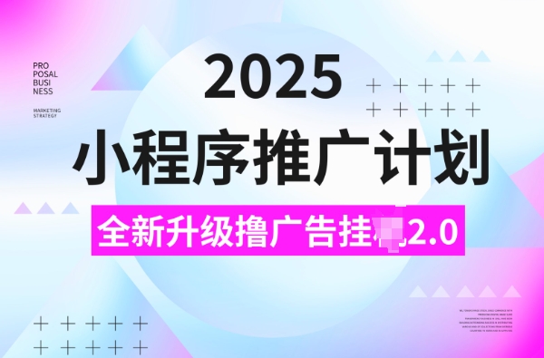 2025小程序推广计划，撸广告挂JI3.0玩法，日均5张【揭秘】-云推网创项目库