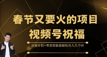 春节又要火的项目视频号祝福，分成计划+带货双收益，轻松月入几个W【揭秘】-云推网创项目库