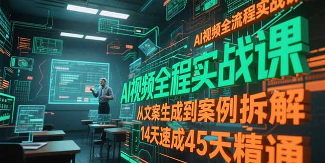 AI视频全流程实战课，从文案生成到案例拆解，14天速成45天精通-云推网创项目库