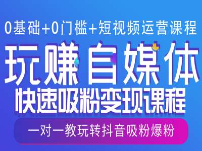 0基础+0门槛+短视频运营课程，玩赚自媒体快速吸粉变现课程，一对一教玩转抖音吸粉爆粉-云推网创项目库