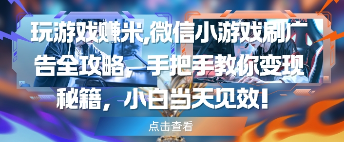 玩游戏挣米，微信小游戏刷广告全攻略，手把手教你变现秘籍，小白当天见效-云推网创项目库