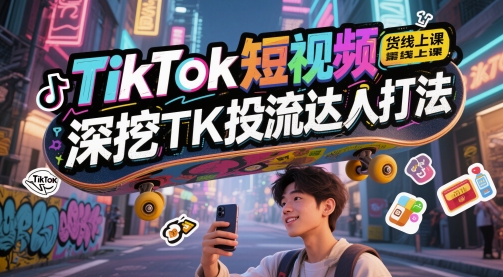 TikTok短视频带货线上课，深挖TK投流达人打法-云推网创项目库