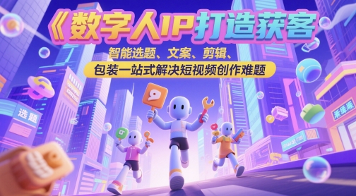 数字人IP打造获客变现实操课，智能选题、文案、剪辑、包装一站式解决短视频创作难题-云推网创项目库