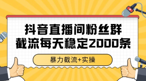 抖音直播间粉丝群暴力截流，一台电脑每天稳定2000条数据【揭秘】-云推网创项目库