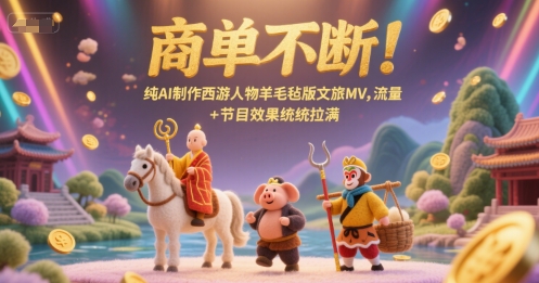 商单不断！纯AI制作西游人物羊毛毡版文旅MV，流量+节目效果统统拉满-云推网创项目库