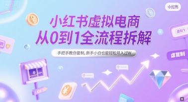 小红书虚拟电商从0到1全流程拆解，手把手教你复制，新手小白也能轻松月入过W-云推网创项目库