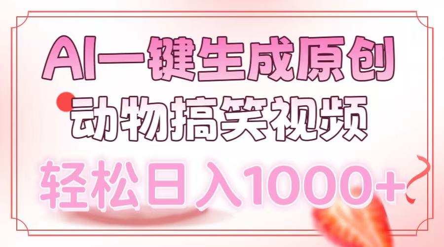 AI一键生成原创动物搞笑视频，轻松日入1000+-云推网创项目库