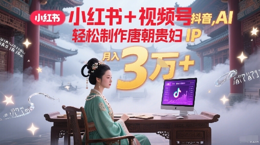 小红书+视频号+抖音，AI轻松制作唐朝贵妇IP，每天30分钟，轻松产出N条，月入3W+-云推网创项目库