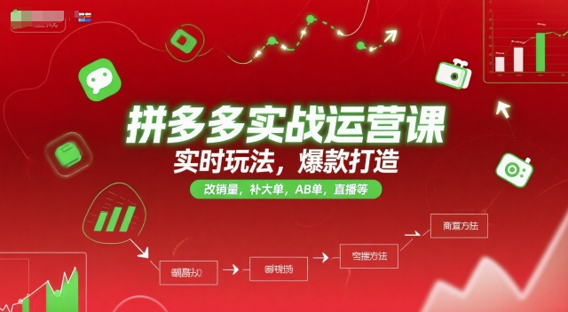 拼多多实战运营课，实时玩法，爆款打造，改销量，补大单，AB单，直播等(更新2025月)-云推网创项目库