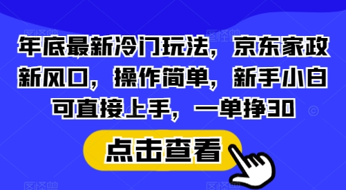 年底最新冷门玩法，京东家政新风口，操作简单，新手小白可直接上手，一单挣30【揭秘】-云推网创项目库