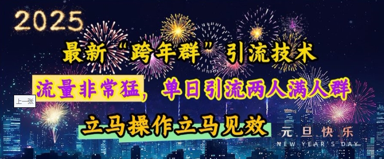 最新“跨年群”引流，流量非常猛，单日引流两人满人群，立马操作立马见效【揭秘】-云推网创项目库