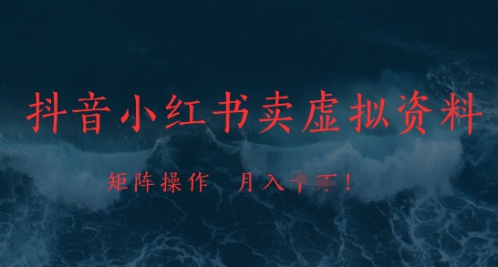 抖音小红书卖虚拟资料，市场需求一直存在，矩阵操作，月入1w+-云推网创项目库