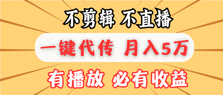 不剪辑不直播，一键代发，月入5万懒人必备，我出视频你来发-云推网创项目库