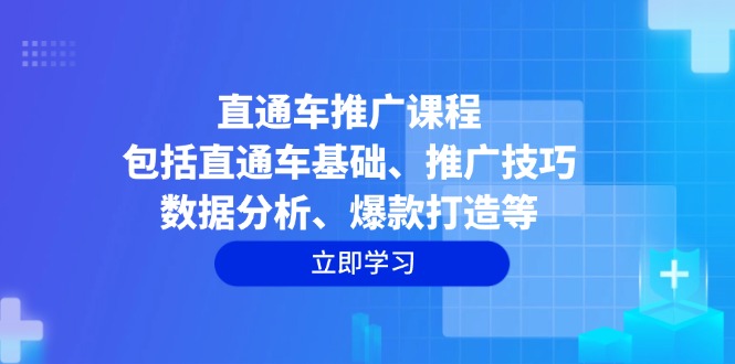 直通车推广课程：包括直通车基础、推广技巧、数据分析、爆款打造等-云推网创项目库