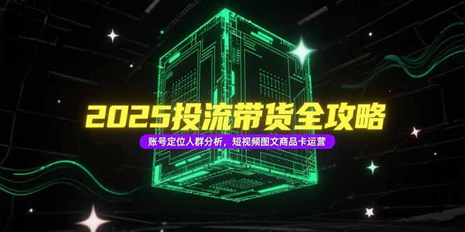 2025投流带货全攻略，账号定位人群分析，短视频图文商品卡运营-云推网创项目库