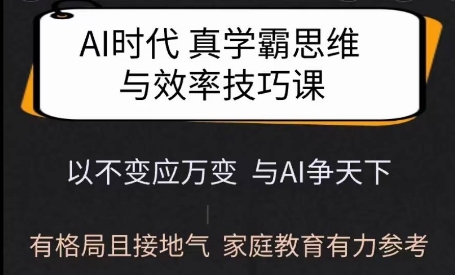 Ai时代真学霸思维与学习方法课，有格局且接地气，家庭教育有力参考-云推网创项目库