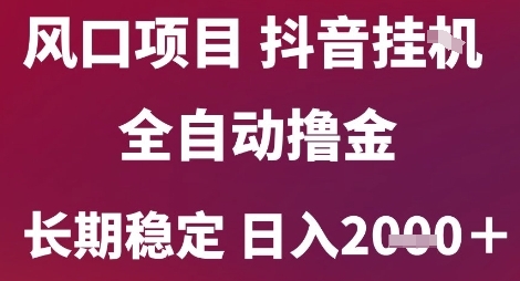 风口项目，六月最新玩法抖音无人挂G，全自动撸金，长期稳定 日入2k+【揭秘】-云推网创项目库