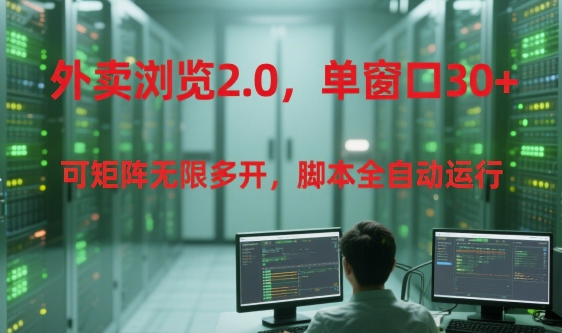 外卖浏览2.0，单窗口30+可矩阵无限多开，脚本全自动运行【揭秘】-云推网创项目库