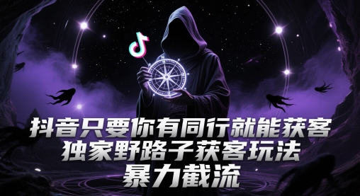 抖音只要你有同行就能获客，独家野路子获客玩法，暴力截流【揭秘】-云推网创项目库