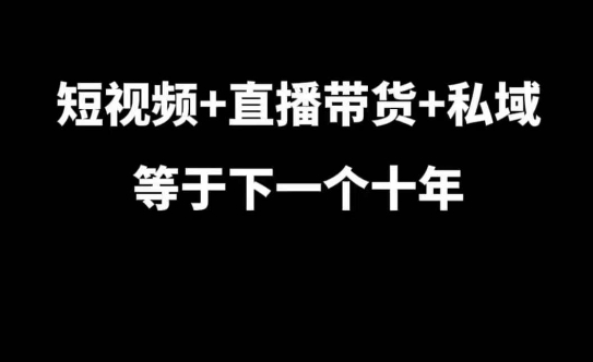 短视频+直播带货+私域等于下一个十年，大佬7年实战经验总结-云推网创项目库