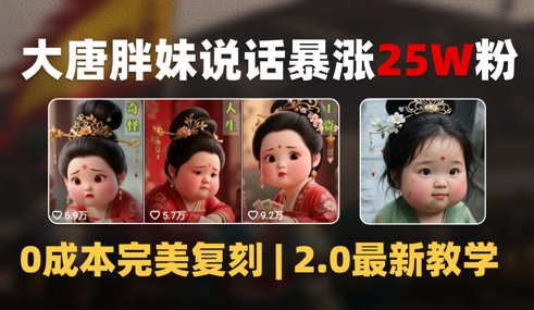 AI大唐胖贵妃说话2.0，40条视频暴涨40w粉，附独家变现攻略-云推网创项目库