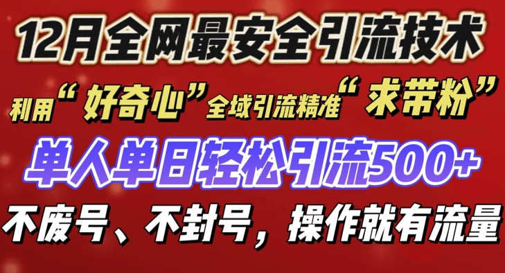 12 月份全网最安全引流创业粉技术来袭，不封号不废号，有操作就有流量【揭秘】-云推网创项目库