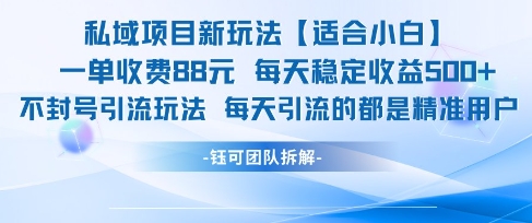 私域项目新玩法【适合小白】 一单收费88.每天稳定收益几张-云推网创项目库
