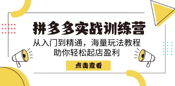 拼多多实战训练营，从入门到精通，海量玩法教程，助你轻松起店盈利-云推网创项目库