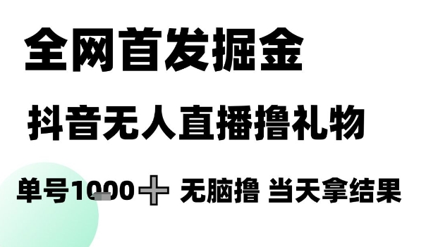全网首发掘金抖音无人直播撸礼物，单号1k +无脑撸，当天拿结果【揭秘】-云推网创项目库